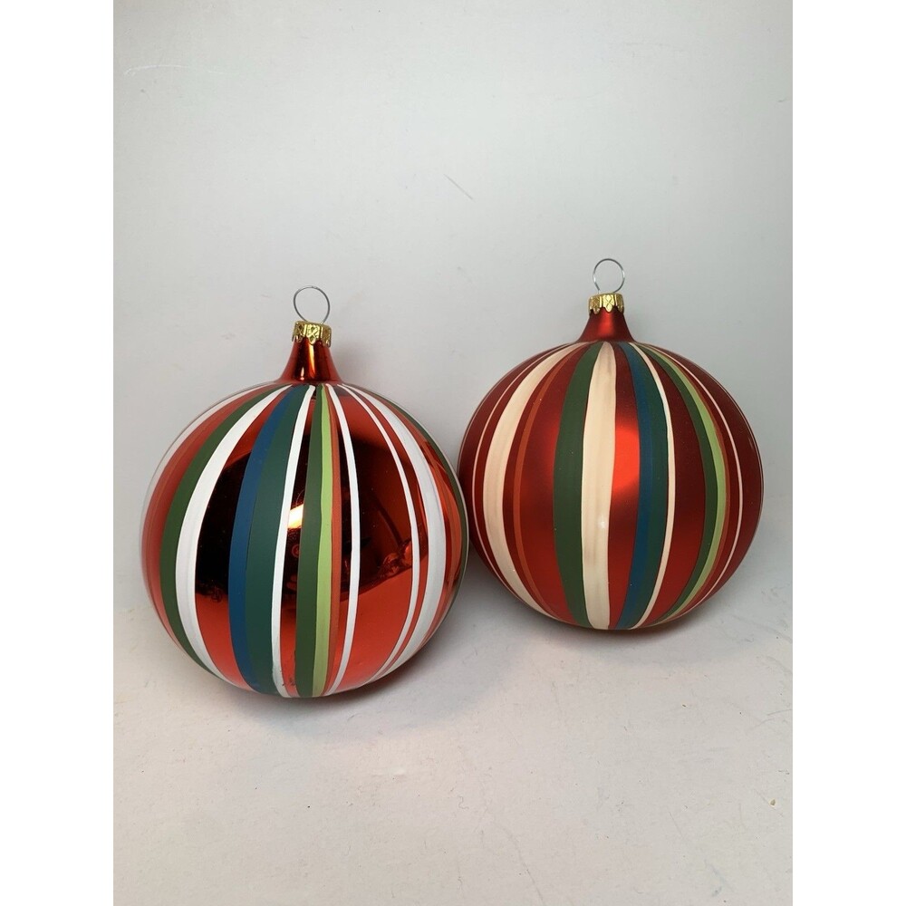 Columbia Christmas Ornaments Large Striped Multicolor Holiday Decor 4.5”